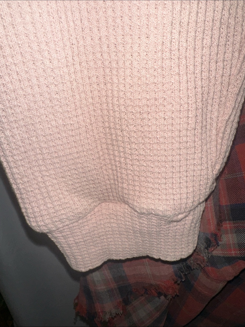 Oli & Hali Pink Knit Hooded Top/dress with Red and Navy Plaid Lining - Picture 4 of 6